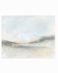 Bask - soft muted abstract landscape original painting fine are print in green, blue, beige, brown and white, unframed by NLS Design