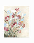 Calia - warm neutral floral painting art print combining beige and cream with earthy greens, brown, ruby red, light blue, dusty mauve pink, golden yellow, terra cotta, and white; unframed by NLS Design. Large neutral wall art for living rooms, bedrooms, entryways, offices, bathrooms, and above the couch and bed. Modern farmhouse, cottage, rustic impressionistic, country, flowers. Pottery Barn dupe, Serena & Lily, Magnolia, Crate & Barrel, and McGee style. Real art by a real artist - NO AI. nlsdesignllc.com