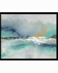 Crossing - abstract beach coastal landscape original painting fine are print in slate blue, navy, gray, charcoal, black, coral, white, teal; framed in black oak by NLS Design. Large vibrant wall art for living rooms, bedrooms, entryways, offices, bathrooms, and above sofas and beds. Modern coastal minimalistic bold expressive design. Artwork by NLS Design, nlsdesignllc.com. Real art by a real artist - NO AI. Magnolia, McGee and Co., Crate and Barrel, Serena & Lily, Pottery Barn dupe/look alike