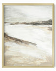 Effortless 2 neutral abstract landscape painting fine wall art print framed in gold metal by NLS Design