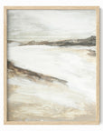 Effortless 2 neutral abstract landscape painting fine wall art print framed in natural oak by NLS Design
