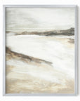 Effortless 2 neutral abstract landscape painting fine wall art print framed in silver metal by NLS Design