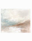 Enduring is a muted soft neutral abstract landscape in beige, cream, mushroom, brown, pale light blue green, light gray, and white; unframed by NLS Design. Large neutral gallery wall art for living rooms, bedrooms, entryways, offices, bathrooms, and above the couch and above the bed. Horizontal Sizes: 8x10, 11x14, 16x20, 18x24, 24x36, 30x40, 40x60 inches. Modern coastal, quiet luxury, modern, minimalist, warm earth tones. Artwork by NLS Design, nlsdesignllc.com. Real art by a real artist, NO AI
