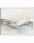 Gleam - abstract landscape original painting fine are print in cream, beige, green, light gray, white and brown, earth tones; framed in white oak by NLS Design. Large neutral wall art for living rooms, bedrooms, entryways, offices, bathrooms, and above sofas and beds. Modern coastal minimalistic muted soft design. nlsdesignllc.com