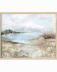 Hidden Light - warm neutral landscape painting fine are print combining earthy greens and blue green with light gray, light blue, creamy yellow, terra cotta, dusty pinks, muted red, deep browns, beige, tan, and white; natural oak by NLS Design. Large neutral wall art for living rooms, bedrooms, entryways, offices, bathrooms, and above couch and bed. Modern farmhouse, cottage, rustic impressionistic, country. Pottery Barn dupe, Serena & Lily, McGee style. Real art by a real artist - NO AI. nlsdesignllc.com.