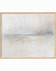 Moment - soft neutral abstract landscape original painting fine are print in beige, pale gray, greige, cream, white, soft charcoal gray, and light blue gray; framed in natural oak by NLS Design. Large neutral gallery wall art for living rooms, bedrooms, entryways, offices, bathrooms, and above sofas and beds. Modern minimalist quiet luxury, sophisticated, muted earth tones, contemporary art. Artwork by NLS Design, nlsdesignllc.com. Real art by a real artist - NO AI.