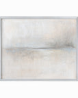 Moment - soft neutral abstract landscape original painting fine are print in beige, pale gray, greige, cream, white, soft charcoal gray, and light blue gray; framed in silver metal by NLS Design. Large neutral gallery wall art for living rooms, bedrooms, entryways, offices, bathrooms, and above sofas and beds. Modern minimalist quiet luxury, sophisticated, muted earth tones, contemporary art. Artwork by NLS Design, nlsdesignllc.com. Real art by a real artist - NO AI.