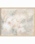 Pale Bloom neutral abstract floral painting fine wall art print framed in natural oak by NLS Design