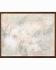 Pale Bloom neutral abstract floral painting fine wall art print framed in walnut stain oak by NLS Design