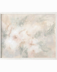 Pale Bloom neutral abstract floral painting fine wall art print framed in white oak by NLS Design