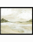 Perfect View neutral earth tone abstract landscape painting fine art wall print framed in black oak by NLS Design