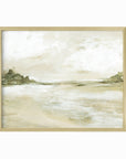 Perfect View neutral earth tone abstract landscape painting fine art wall print framed in gold metal by NLS Design