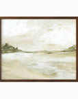 Perfect View neutral earth tone abstract landscape painting fine art wall print framed in walnut stain oak by NLS Design