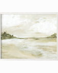 Perfect View neutral earth tone abstract landscape painting fine art wall print framed in white oak by NLS Design