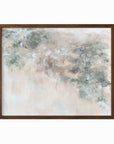 Sage - abstract floral botanical original painting fine are print in green, beige, gray, cream, brown and white; framed in walnut stained oak by NLS Design. Large neutral wall art for living rooms, bedrooms, entryways, offices, bathrooms, and above sofas and beds.
