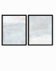 Set of 2 Horizon Blush fine art wall prints framed in black oak by NLS Design