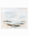 Stay Awhile - abstract beach coastal landscape original painting fine are print in white, light gray, light blue, brown, beige, muted sage green, taupe, tan, cream; unframed by NLS Design. Large neutral wall art for living rooms, bedrooms, entryways, offices, bathrooms, and above sofas and beds. Modern coastal minimalistic open airy soft design. nlsdesignllc.com