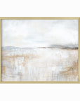 Stillness is a neutral minimalist abstract landscape in warm beige, cream, ivory, white, taupe, soft gray, charcoal gray, dark brown, pale blue gray, and muted golden beige; gold metal frame by NLS Design. Large neutral gallery wall art for living rooms, bedrooms, entryways, offices, bathrooms, and above the couch and above the bed. Modern farmhouse rustic cottage earth tones. Horizontal Sizes: 8x10, 11x14, 16x20, 18x24, 24x36, 30x40, 40x60 inches. Real art by a real artist - NO AI