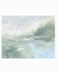 Twilight - abstract lake beach coastal landscape original painting fine are print in light blue and blue green with soft gray, warm brown, cream, and white; unframed by NLS Design. Large neutral wall art for living rooms, bedrooms, entryways, offices, bathrooms, and above sofas and beds. Modern coastal minimalistic muted soft design. Artwork by NLS Design, nlsdesignllc.com. Real art by a real artist - NO AI. Magnolia, McGee and Co., Crate and Barrel, Serena & Lily, Pottery Barn dupe.
