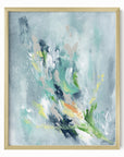 Verdalia - abstract floral botanical original painting fine are print in slate blue, blue, gray, navy blue, teal, beige, yellow, white, green; framed in gold metal by NLS Design. Large neutral wall art for living rooms, bedrooms, entryways, offices, bathrooms, and above sofas, couches and beds. Modern elegant sophisticated quiet luxury flower art. Artwork by NLS Design, nlsdesignllc.com. Real art by a real artist - NO AI. Magnolia, McGee and Co., Crate and Barrel, Serena & Lily, Pottery Barn dupe