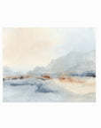 Waiting Sky is a soft neutral abstract landscape in pale gray, soft charcoal gray, warm creamy beige, cognac brown, deep brown, and white; unframed by NLS Design. Large neutral gallery wall art for living rooms, bedrooms, entryways, offices, bathrooms, and above the couch and above the bed. Horizontal Sizes: 8x10, 11x14, 16x20, 18x24, 24x36, 30x40, 40x60 inches. Modern coastal, quiet luxury, modern, minimalist, warm, muted. Artwork by NLS Design, nlsdesignllc.com. Real art by a real artist, NO AI