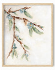 Alina I is an abstract botanical flower branch painting in warm beige, cream, tan, cognac brown, deep brown, eucalyptus green, blue green, earthy green, light blue, golden yellow, deep royal blue, and white; natural oak frame by NLS Design. Large neutral gallery wall art for living rooms, bedrooms, entryways, offices, bathrooms. Vertical Sizes: 8x10, 11x14, 16x20, 18x24, 24x36, 30x40, 40x60 inches. Artwork by NLS Design, nlsdesignllc.com. Real art by a real artist, NO AI