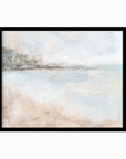 Belong - abstract lake beach coastal landscape original painting fine are print in white, light gray, light blue, brown, beige, muted sage green, taupe, tan, cream; framed in black oak by NLS Design. Large neutral wall art for living rooms, bedrooms, entryways, offices, bathrooms, and above sofas and beds. Modern coastal minimalistic open airy soft design. Artwork by NLS Design, nlsdesignllc.com. Real art by a real artist - NO AI. Magnolia, McGee and Co., Crate and Barrel, Serena & Lily, Pottery Barn dupe