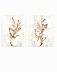 Set of 2 Bloomrise - abstract floral gallery wall art set of 2 original painting fine are print in beige, brown, teal, light blue, cream, gray, cognac and white; unframed by NLS Design. Large neutral wall art for living rooms, bedrooms, entryways, offices, bathrooms, and above sofas and beds. nlsdesignllc.com