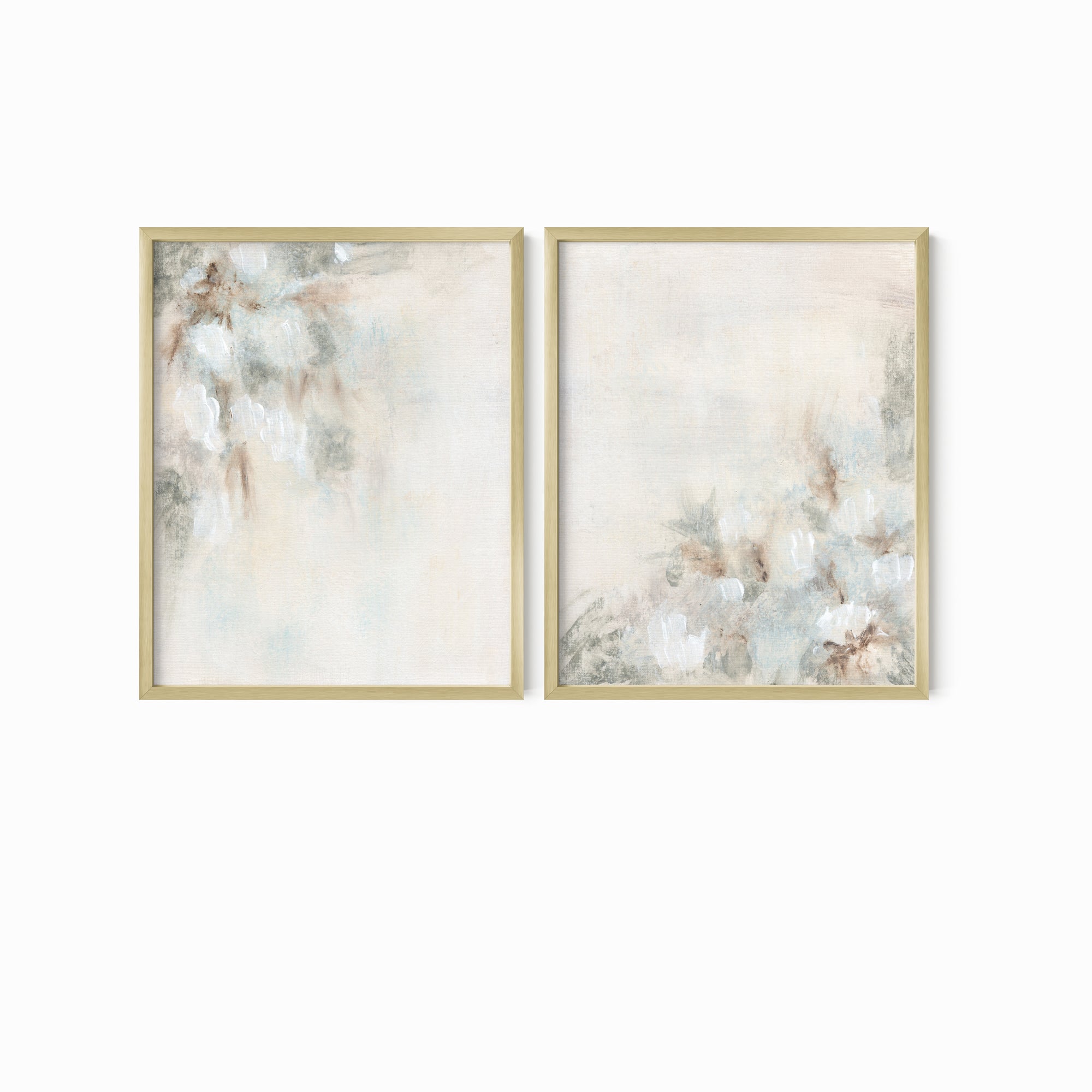 Set of 2 Breathless fine wall art prints framed in gold metal by NLS Design