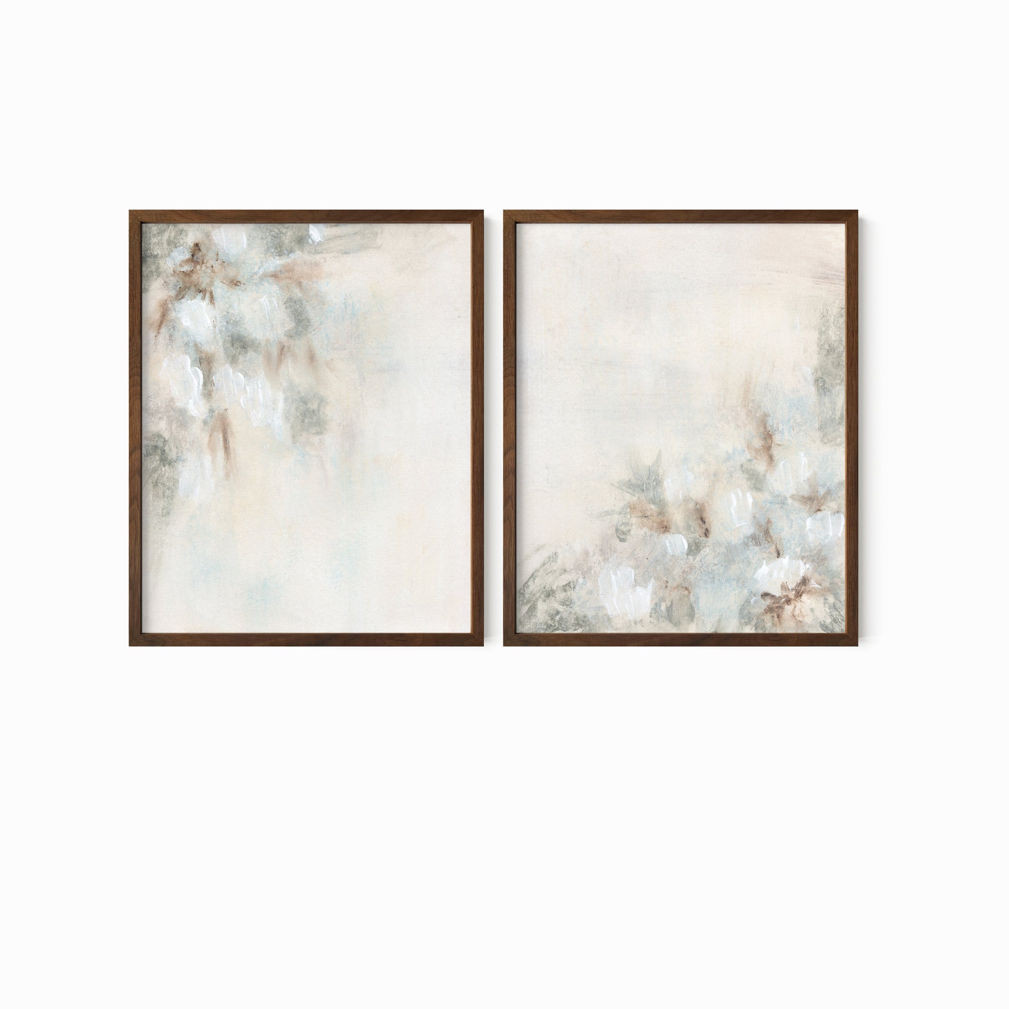 Set of 2 Breathless fine wall art prints framed in walnut stain oak by NLS Design