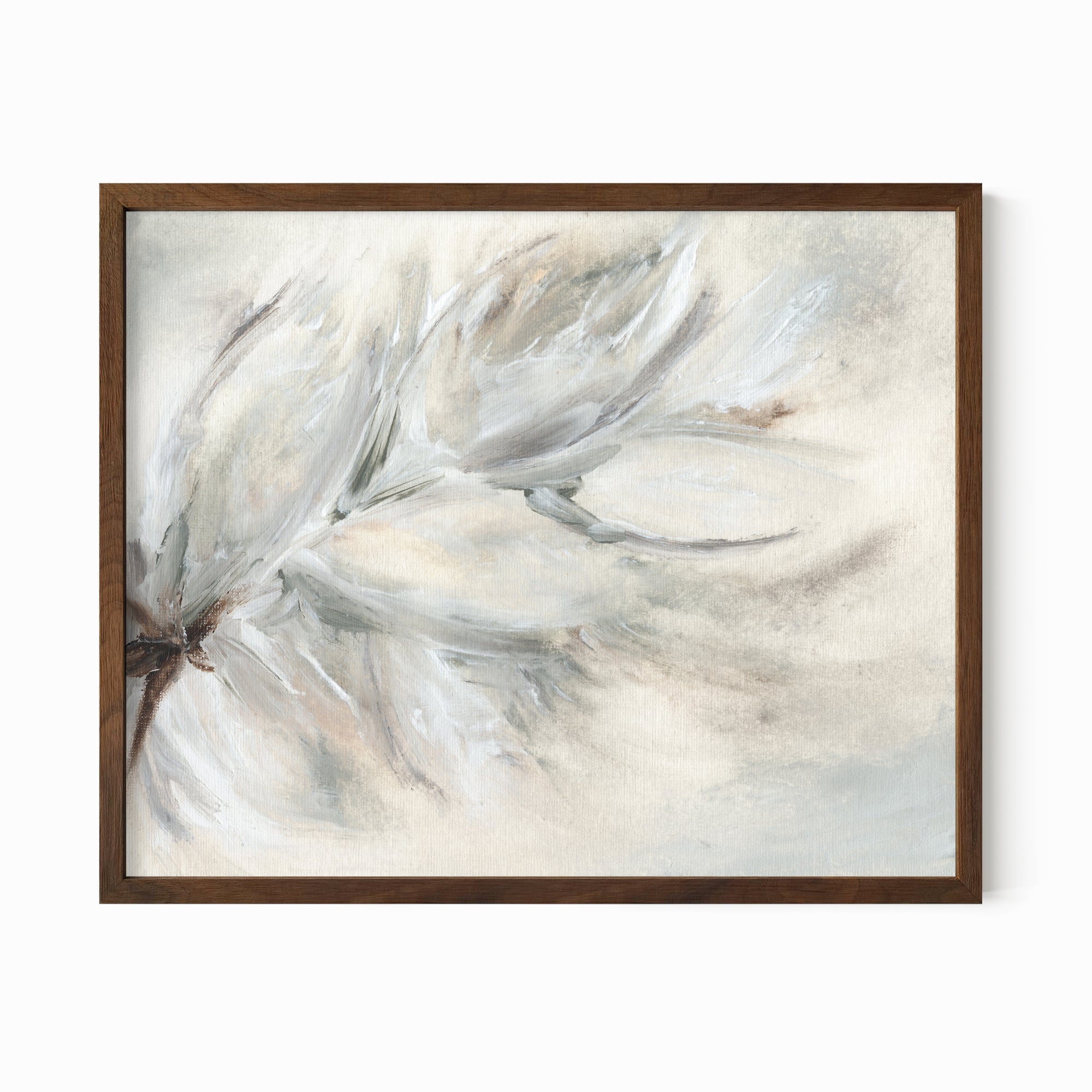 Brushed fine wall art print framed in walnut stain oak by NLS Design