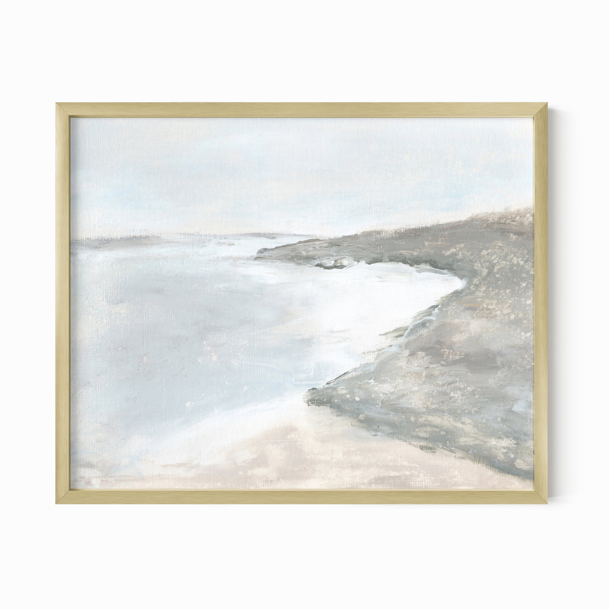 Shore fine art wall print framed in gold metal by NLS Design