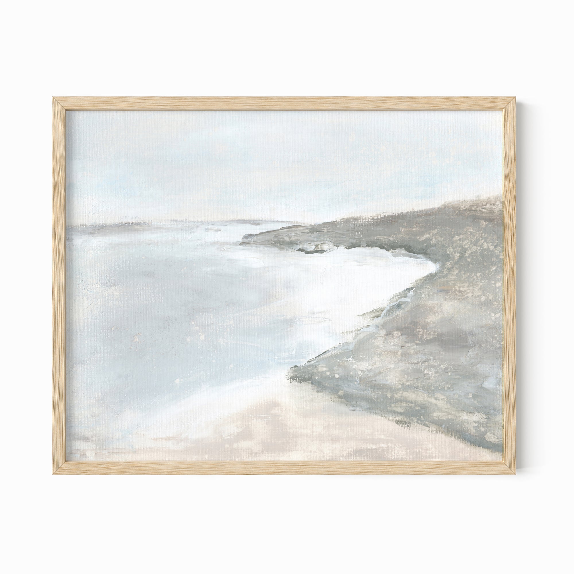 Shore fine art wall print framed in natural oak by NLS Design