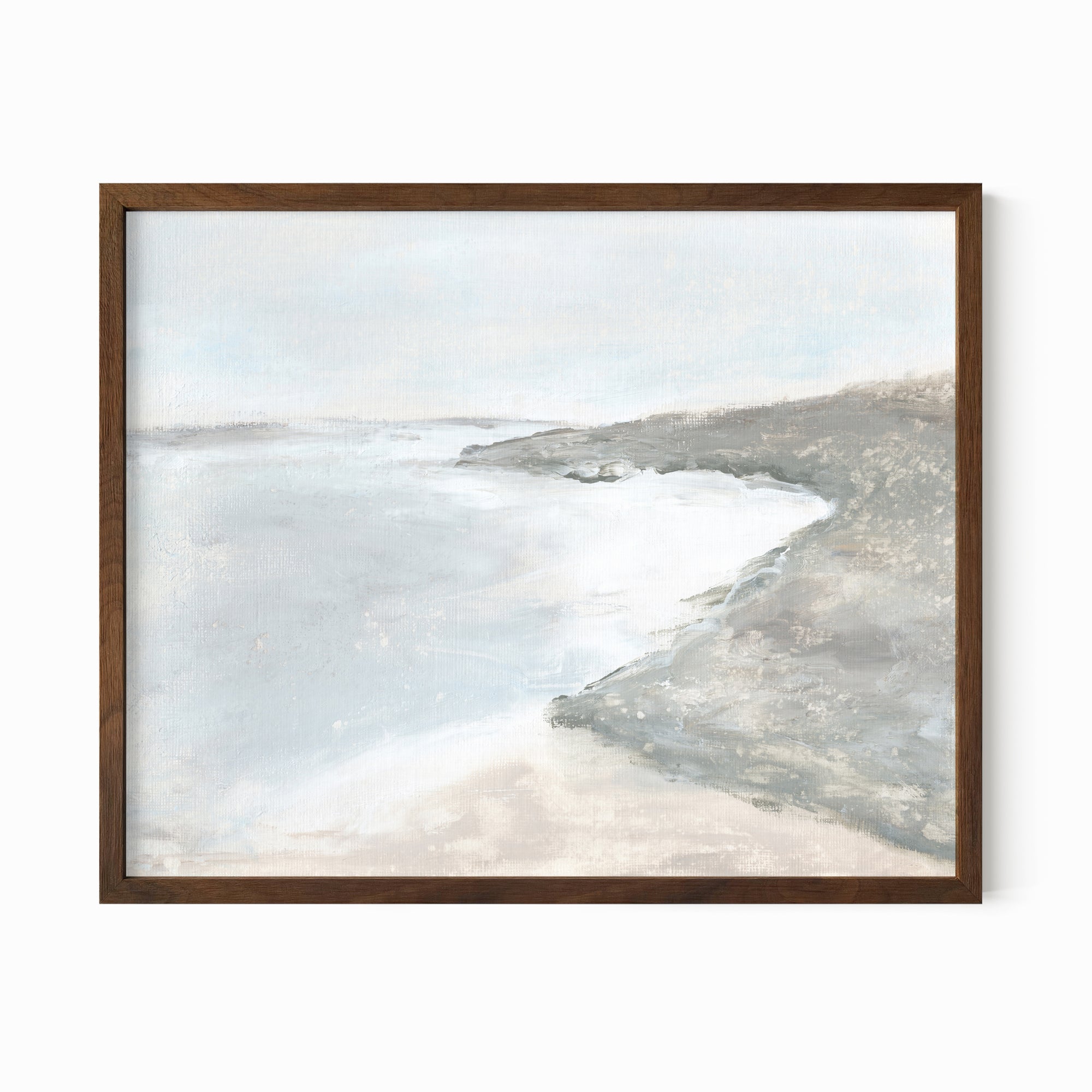 Shore fine art wall print framed in walnut stained oak by NLS Design