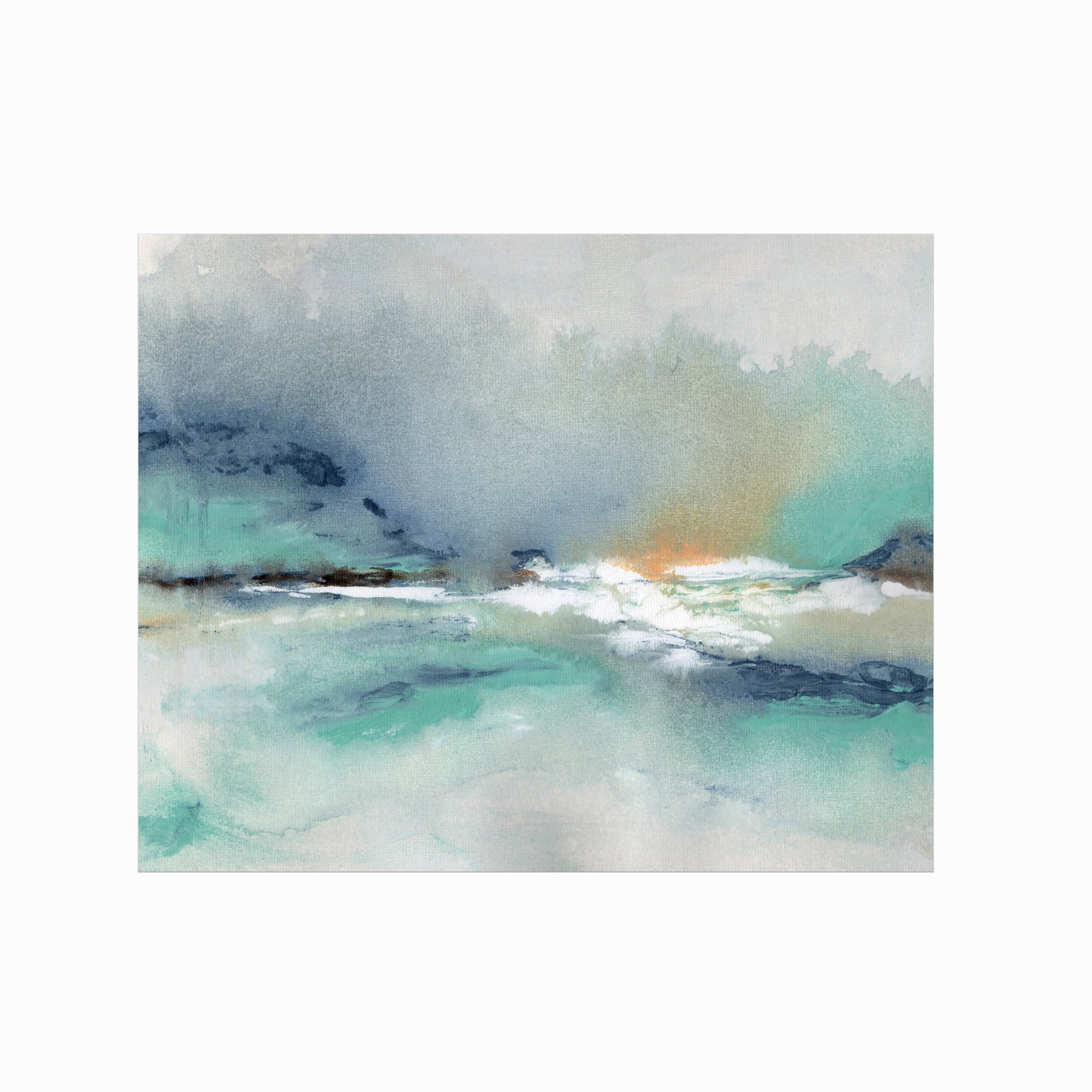 Crossing - abstract beach coastal landscape original painting fine are print in slate blue, navy, gray, charcoal, black, coral, white, teal; unframed by NLS Design. Large vibrantl wall art for living rooms, bedrooms, entryways, offices, bathrooms, and above sofas and beds. Modern coastal minimalistic bold expressive design. Artwork by NLS Design, nlsdesignllc.com. Real art by a real artist - NO AI. Magnolia, McGee and Co., Crate and Barrel, Serena & Lily, Pottery Barn dupe/look alike