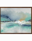 Crossing - abstract beach coastal landscape original painting fine are print in slate blue, navy, gray, charcoal, black, coral, white, teal; framed in walnut oak by NLS Design. Large vibrant wall art for living rooms, bedrooms, entryways, offices, bathrooms, and above sofas and beds. Modern coastal minimalistic bold expressive design. Artwork by NLS Design, nlsdesignllc.com. Real art by a real artist - NO AI. Magnolia, McGee and Co., Crate and Barrel, Serena & Lily, Pottery Barn dupe/look alike