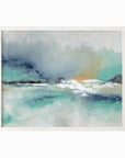 Crossing - abstract beach coastal landscape original painting fine are print in slate blue, navy, gray, charcoal, black, coral, white, teal; framed in white oak by NLS Design. Large vibrant wall art for living rooms, bedrooms, entryways, offices, bathrooms, and above sofas and beds. Modern coastal minimalistic bold expressive design. Artwork by NLS Design, nlsdesignllc.com. Real art by a real artist - NO AI. Magnolia, McGee and Co., Crate and Barrel, Serena & Lily, Pottery Barn dupe/look alike
