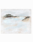 Dwell - abstract beach coastal landscape original painting fine are print in white, light gray, light blue, brown, beige, muted sage green, taupe, tan, cream; unframed by NLS Design. Large neutral wall art for living rooms, bedrooms, entryways, offices, bathrooms, and above sofas and beds. Modern coastal minimalistic open airy soft design. nlsdesignllc.com