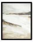 Effortless 2 neutral abstract landscape painting fine wall art print framed in black oak by NLS Design