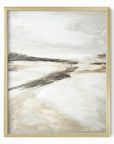 Effortless 1 neutral abstract landscape painting fine art wall print framed in gold metal by NLS Design
