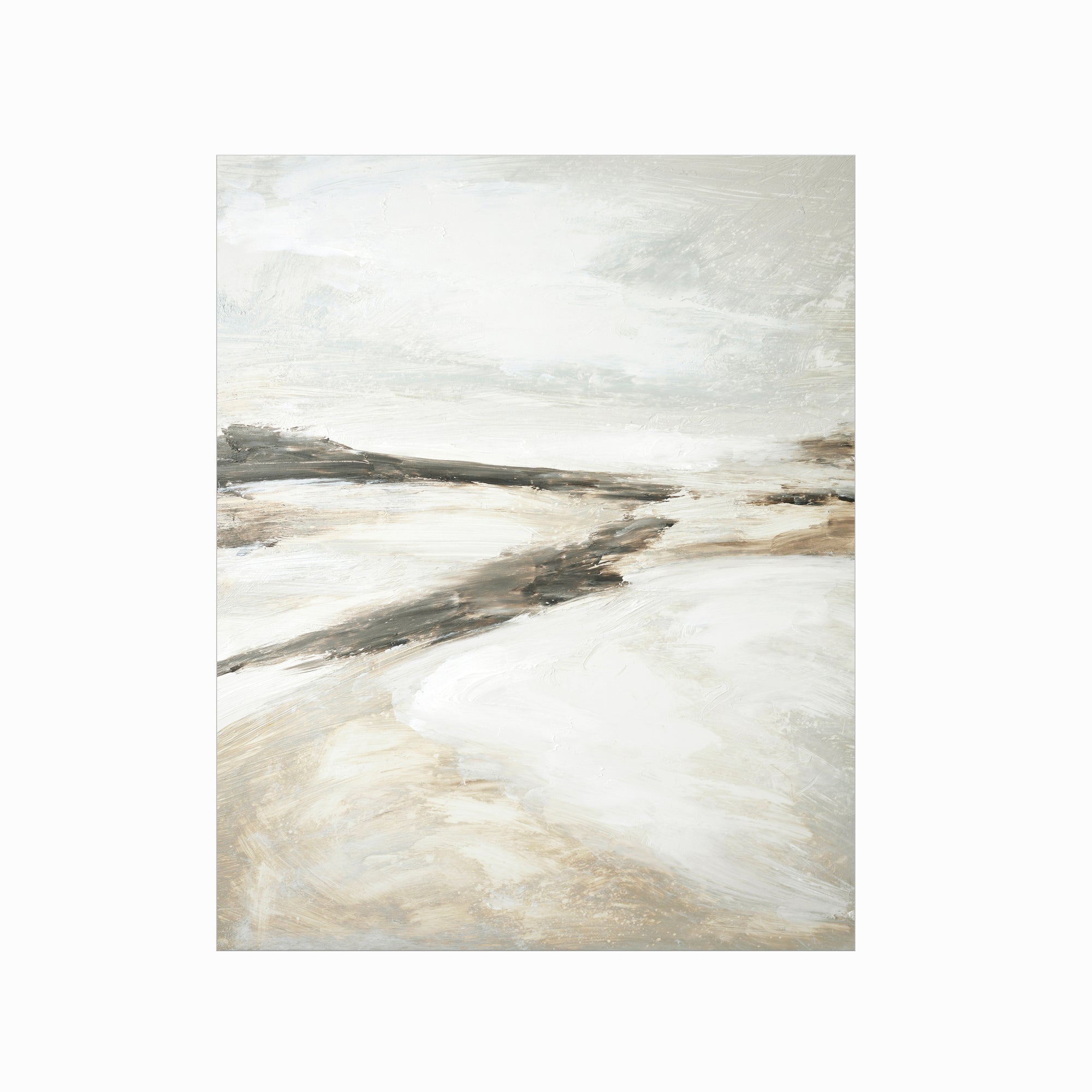 Effortless 1 neutral abstract landscape painting fine art wall print unframed by NLS Design