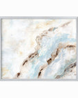 Evermore - soft muted abstract wall art original painting fine are print in  blue, beige, gray, cream, brown, teal, and white; framed in silver metal by NLS Design. Large neutral wall art for living rooms, bedrooms, and above sofas.