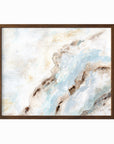 Evermore - soft muted abstract wall art original painting fine are print in  blue, beige, gray, cream, brown, teal, and white; framed in walnut stained oak by NLS Design. Large neutral wall art for living rooms, bedrooms, and above sofas.