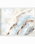 Evermore - soft muted abstract wall art original painting fine are print in  blue, beige, gray, cream, brown, teal, and white; framed in white oak by NLS Design. Large neutral wall art for living rooms, bedrooms, and above sofas.