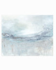 Exhale is an expressive abstract landscape in soft blue, pale gray, muted teal, navy blue, cream, white, and brown, unframed by NLS Design. Large neutral gallery wall art for living rooms, bedrooms, entryways, offices, bathrooms, and above the couch and above the bed. Modern coastal, Nancy Meyers, California coastal, meditative wellness. Horizontal sizes, 8x10, 11x14, 16x20, 18x24, 24x36, 30x40, 40x60 inches. Artwork by NLS Design, nlsdesignllc.com. Real art by a real artist. No AI