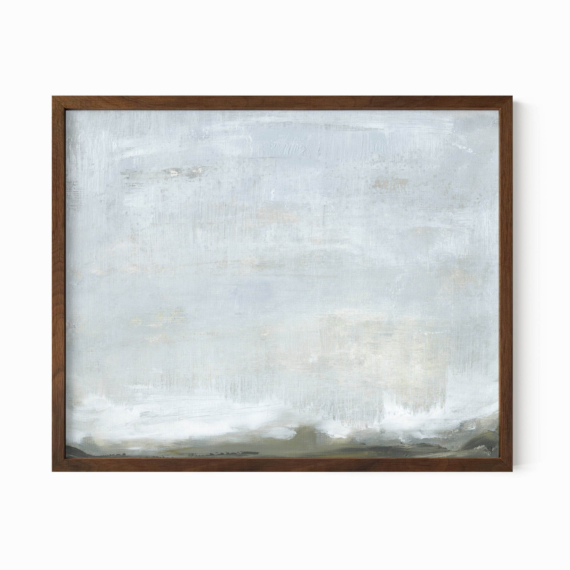 Expanse fine art abstract landscape wall print framed in walnut stain oak by NLS Design