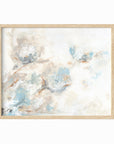 Flora - abstract floral original painting fine are print in light blue, brown, cream, gray, beige, taupe, and white; framed in natural oak by NLS Design. Large neutral wall art for living rooms, bedrooms, entryways, offices, bathrooms, and above sofas and beds. nlsdesignllc.com