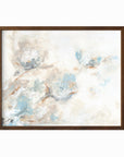 Flora - abstract floral original painting fine are print in light blue, brown, cream, gray, beige, taupe, and white; framed in walnut oak by NLS Design. Large neutral wall art for living rooms, bedrooms, entryways, offices, bathrooms, and above sofas and beds. nlsdesignllc.com