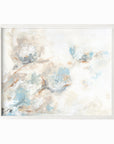 Flora - abstract floral original painting fine are print in light blue, brown, cream, gray, beige, taupe, and white; framed in white oak by NLS Design. Large neutral wall art for living rooms, bedrooms, entryways, offices, bathrooms, and above sofas and beds. nlsdesignllc.com