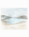 Hidden - abstract coastal beach lake landscape original painting fine are print in light blue, brown, cream, gray, green, beige and white; unframed by NLS Design. Large neutral wall art for living rooms, bedrooms, entryways, offices, bathrooms, and above sofas and beds. nlsdesignllc.com